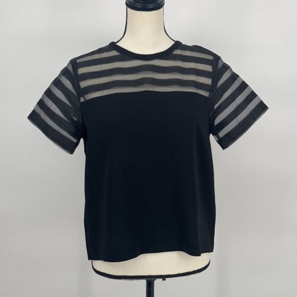 Forever 21 Blouse Striped Sheer Top Crewneck Size‎ Xsmall - Picture 9 of 11